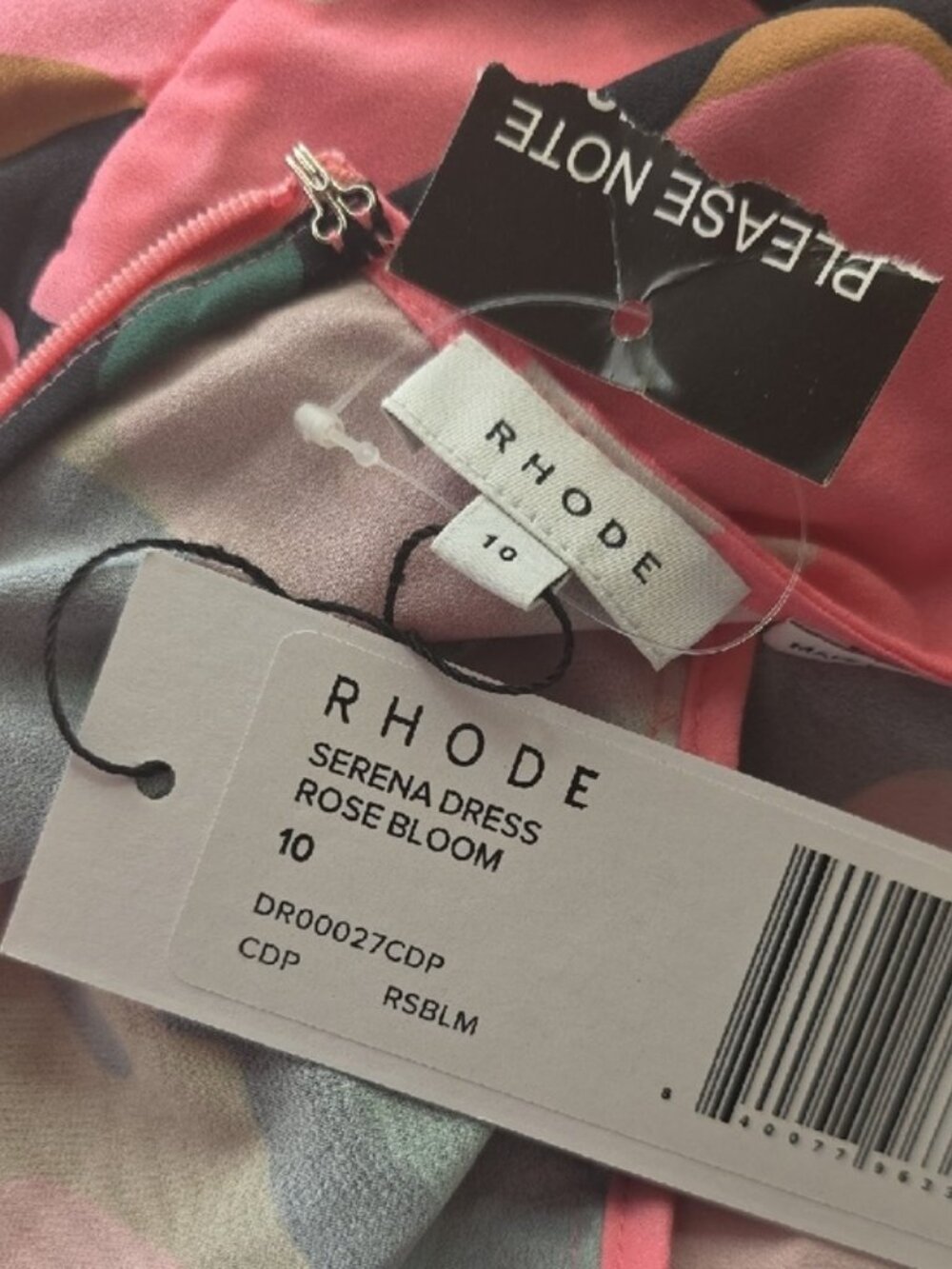 NEW $495 RHODE SERENA PINK DRESS IN ROSE BLOOM PRINT SIZE 10 - Picture 7 of 8